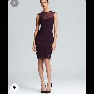 Nicole Miller purple lace cocktail dress